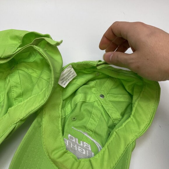 Lot x 2 Bud Light Lime Hat Neon Green One Size Adjustable Embroidered Strapback - Picture 7 of 9